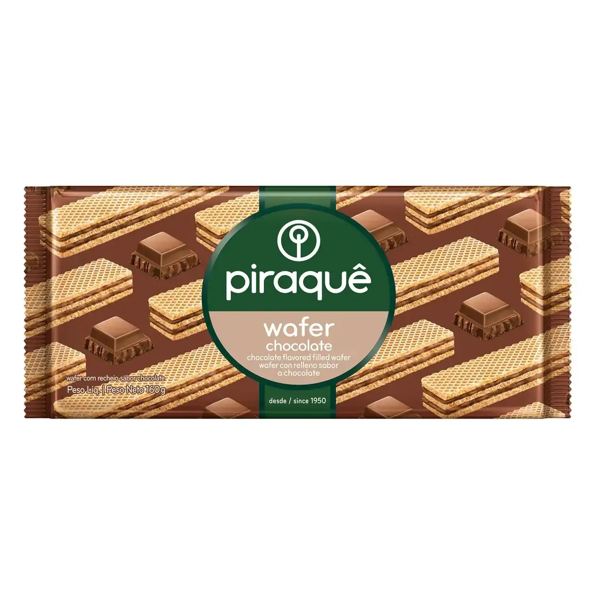 Biscoito Wafer Recheio Chocolate Piraquê Pacote 160g