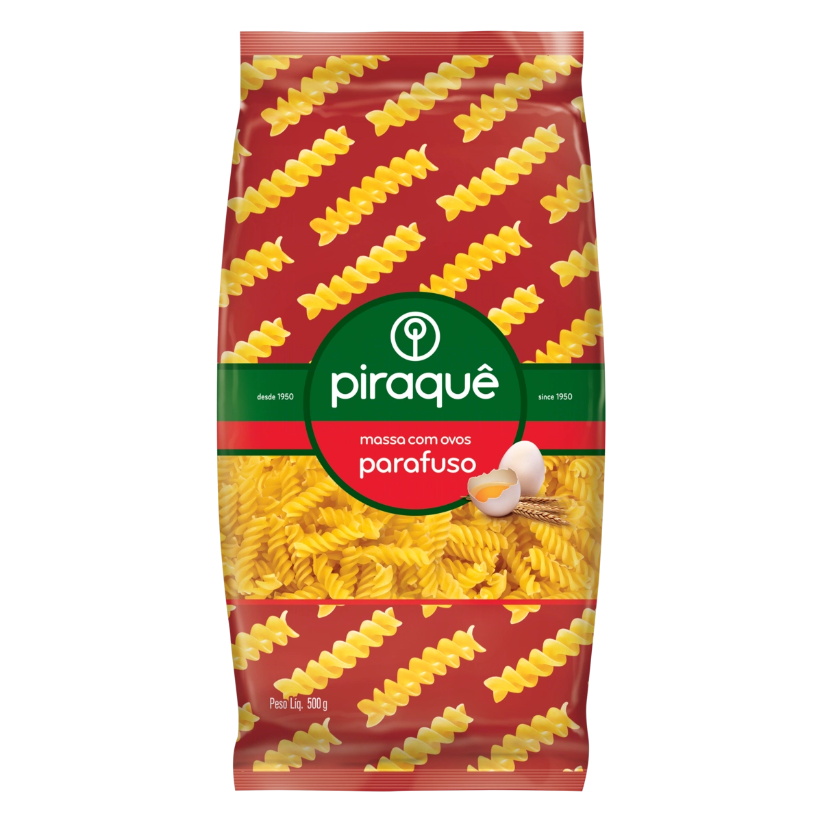 Macarrão Com Ovos Parafuso Piraquê Pacote 500g