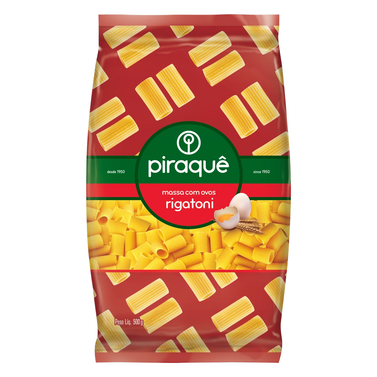 Macarrão Com Ovos Rigatoni Piraquê Pacote 500g