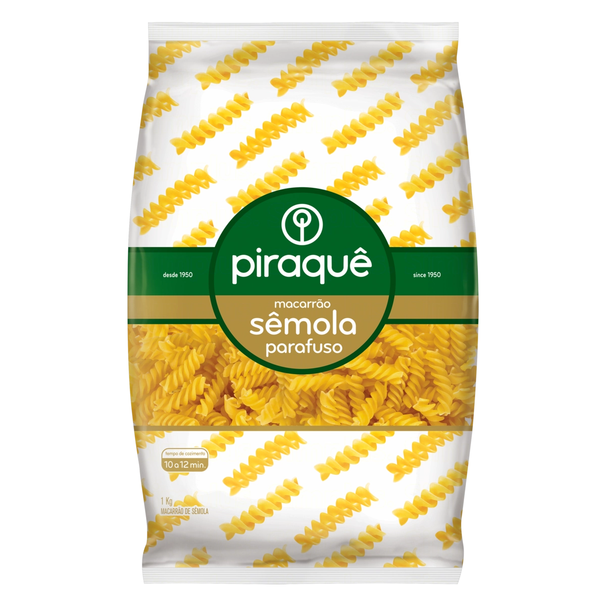 Macarrão De Sêmola Parafuso Piraquê Pacote 1kg
