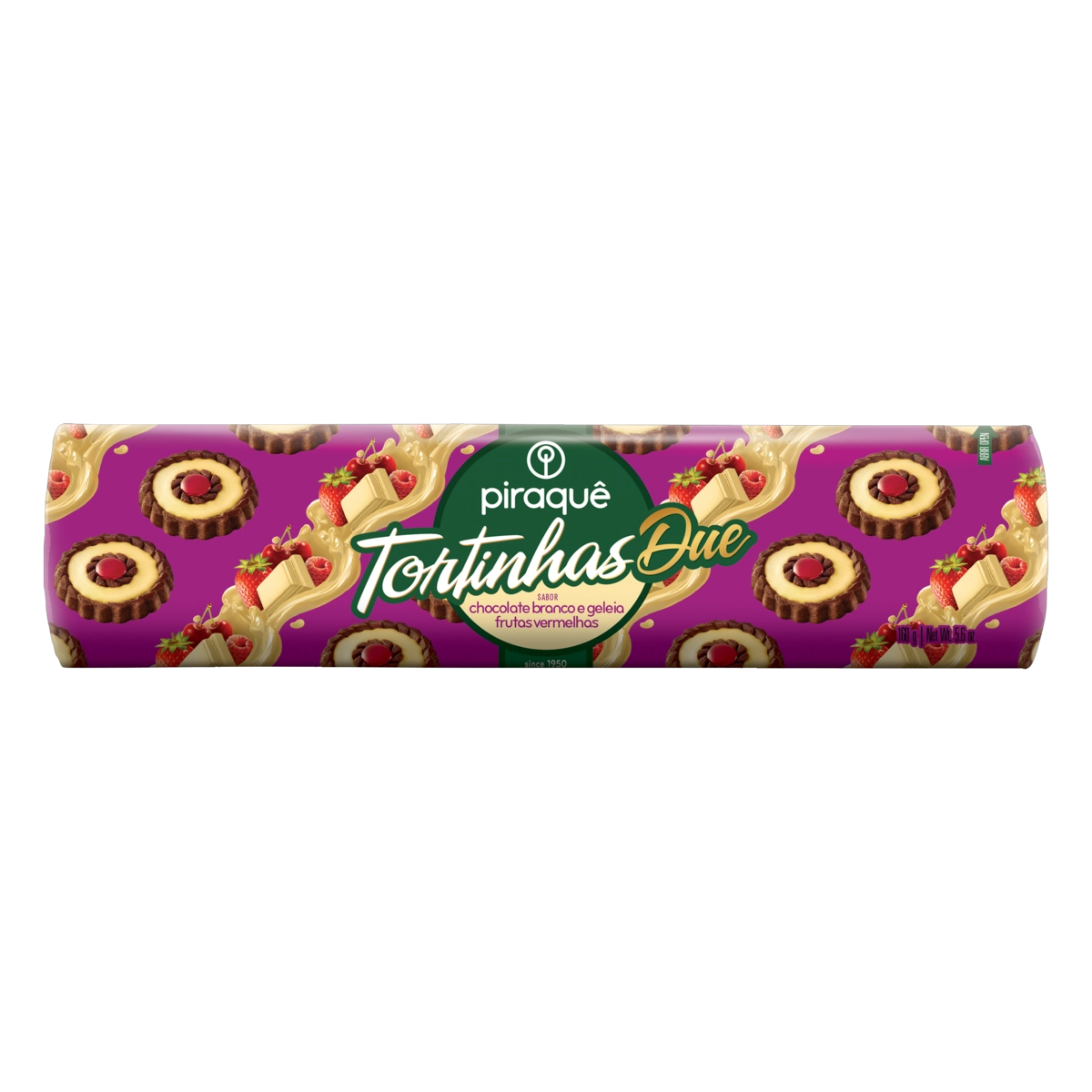 Biscoito Chocolate Recheio Chocolate Branco E Geleia Frutas Vermelhas Piraquê Tortinhas Due Pacote 1