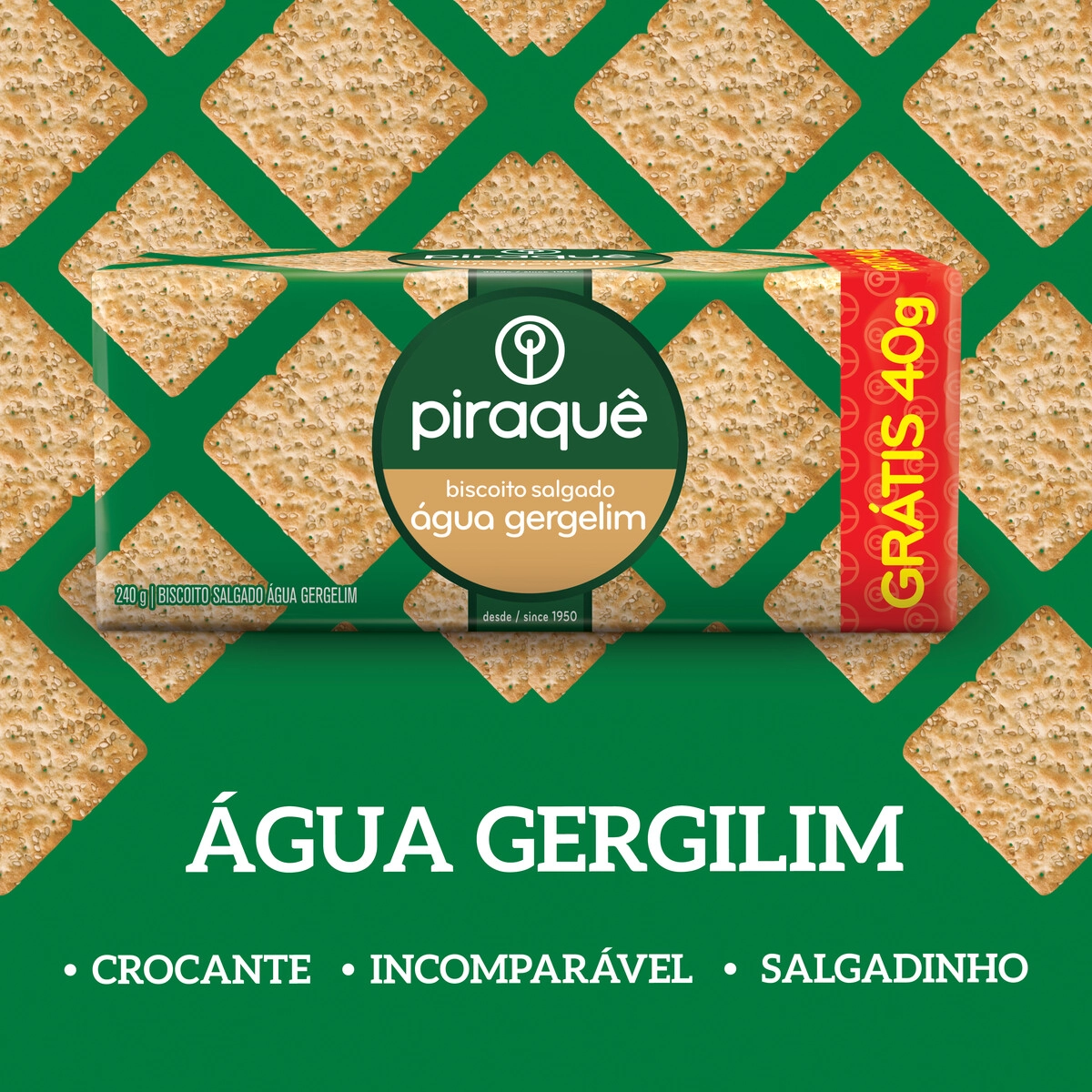 Biscoito Piraquê Água Gergelim 240g