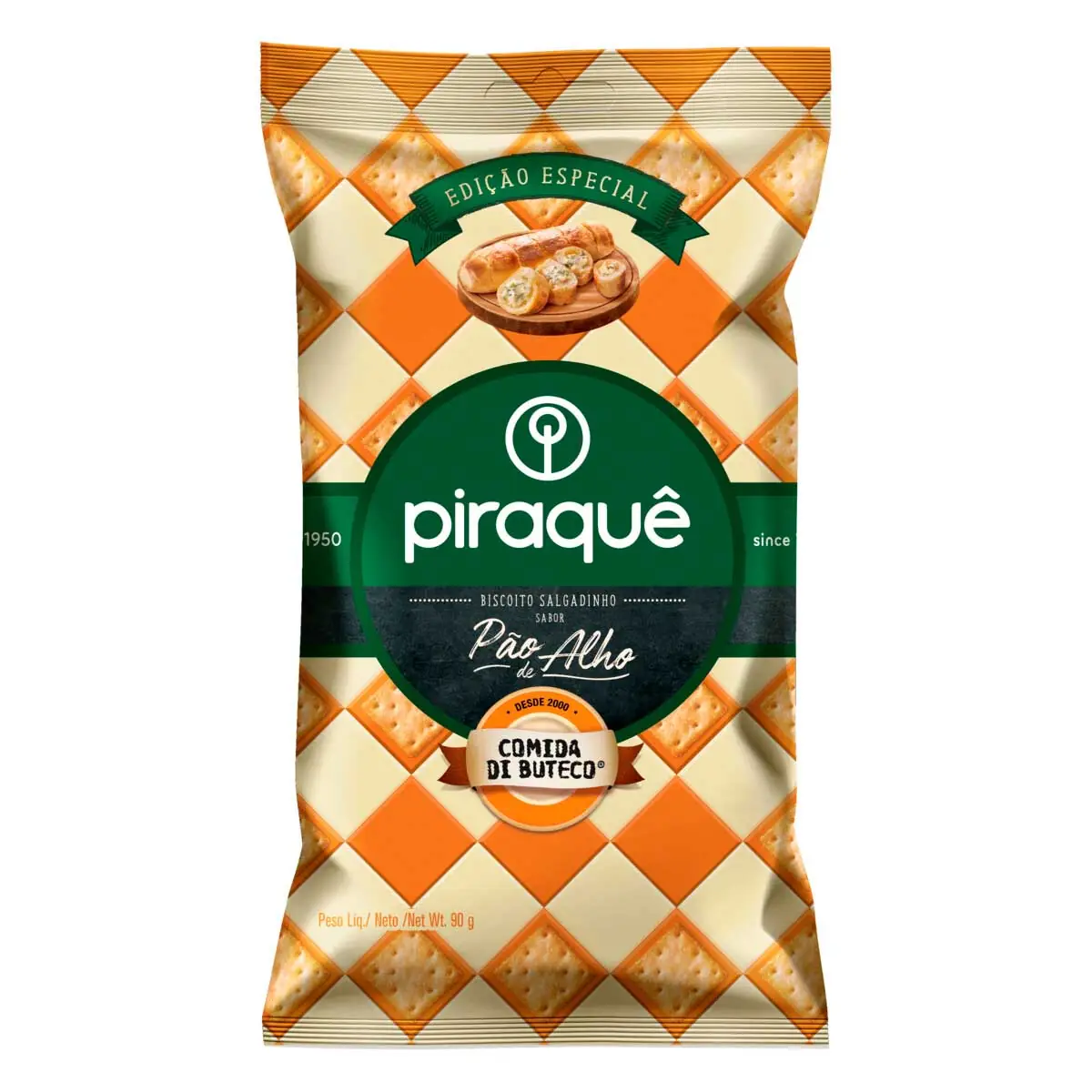 Biscoito Salgadinho Pão de Alho Piraquê Comida di Buteco 90g