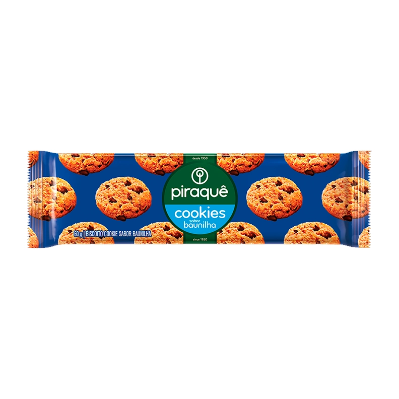 Biscoito Cookie Baunilha Com Gotas De Chocolate Piraquê Pacote 110g