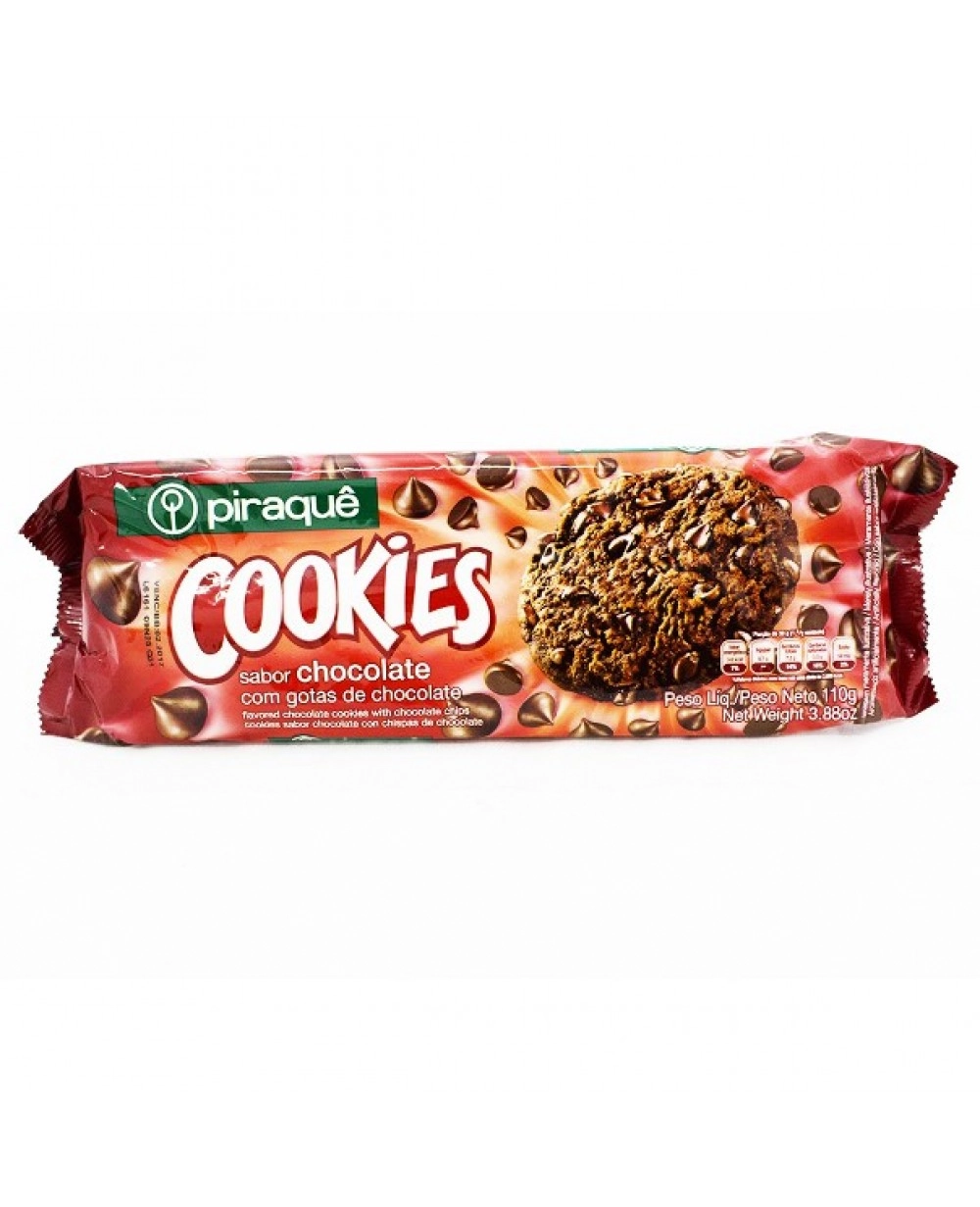 Biscoito Cookie Chocolate Com Gotas De Chocolate Piraquê Pacote 110g