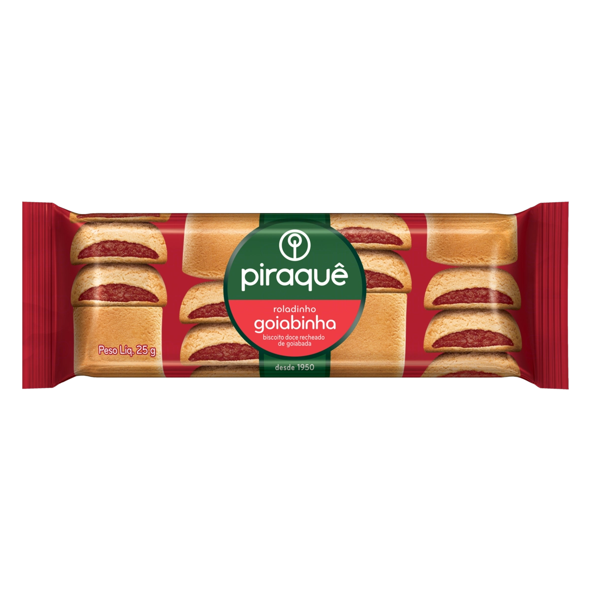 Biscoito Roladinho Recheio Goiabinha Piraquê Pacote 25g