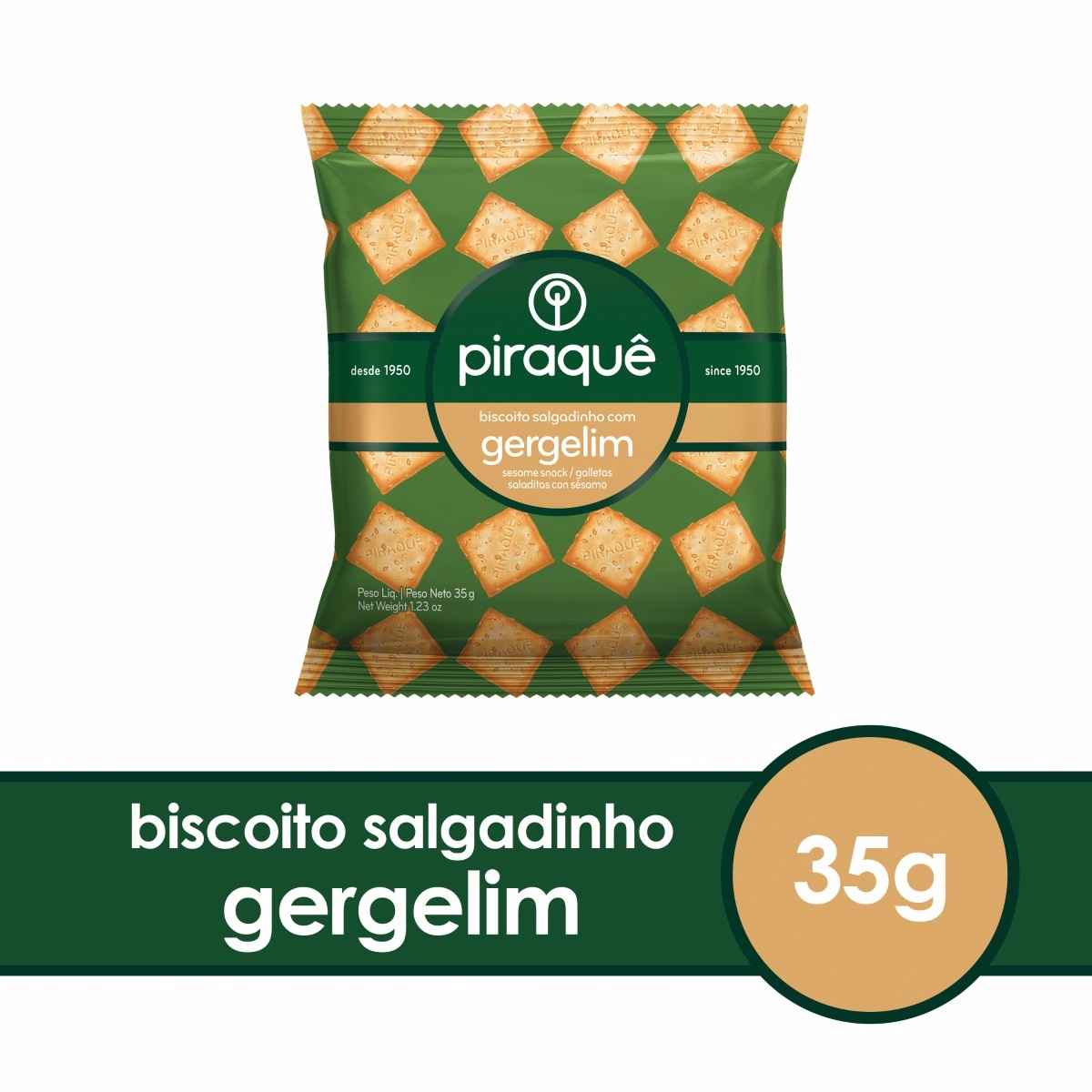 Snack Assado Gergelim Piraquê Pacote 35g