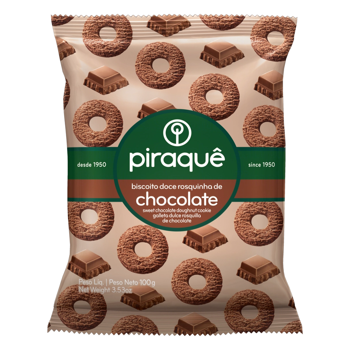 Biscoito Rosquinha Chocolate Piraquê Pacote 100g