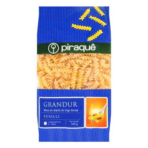 Macarrão De Sêmola Grano Duro Fusilli Piraquê Grandur Pacote 500g