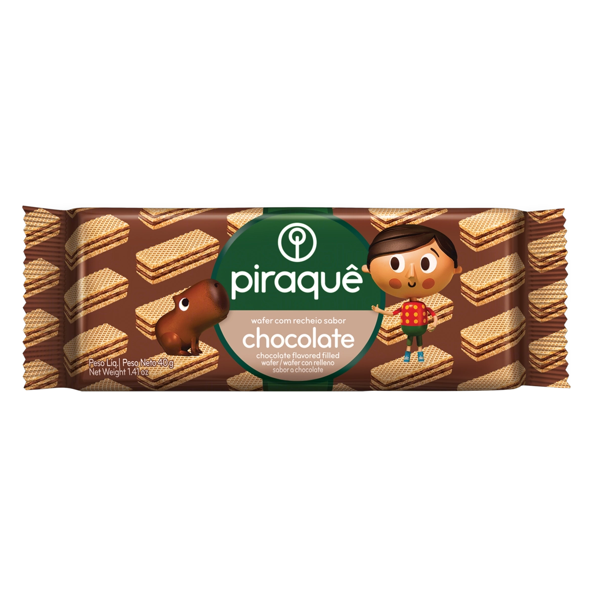 Biscoito Wafer Recheio Chocolate Piraquê Pacote 40g