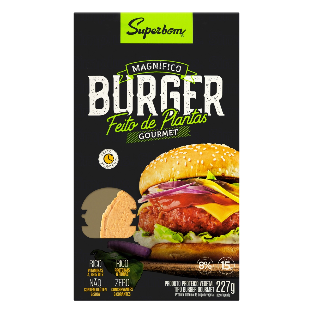 Hambúrguer Vegetal Superbom Gourmet Caixa 227g