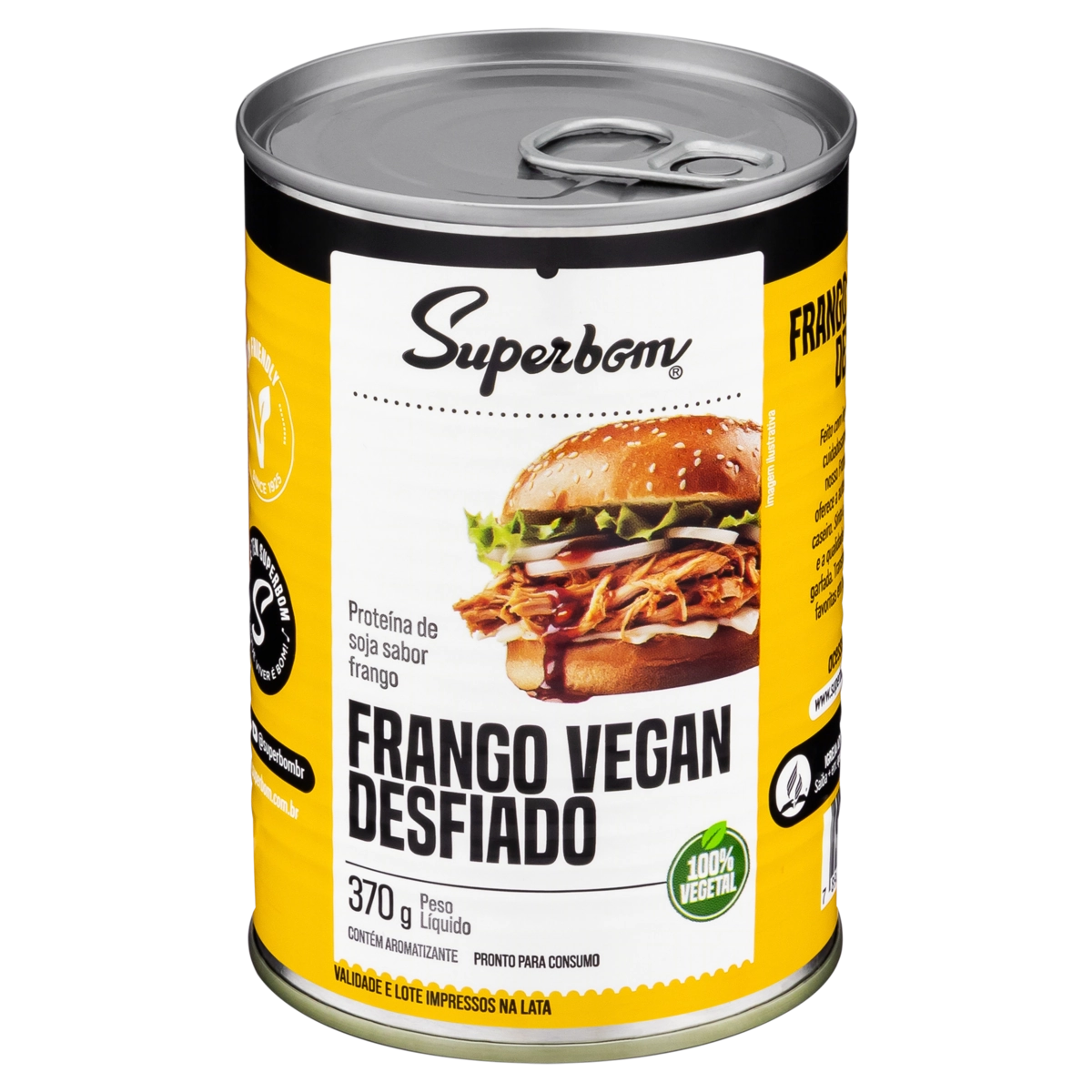 Frango Vegan Desfiado Superbom Lata 370g