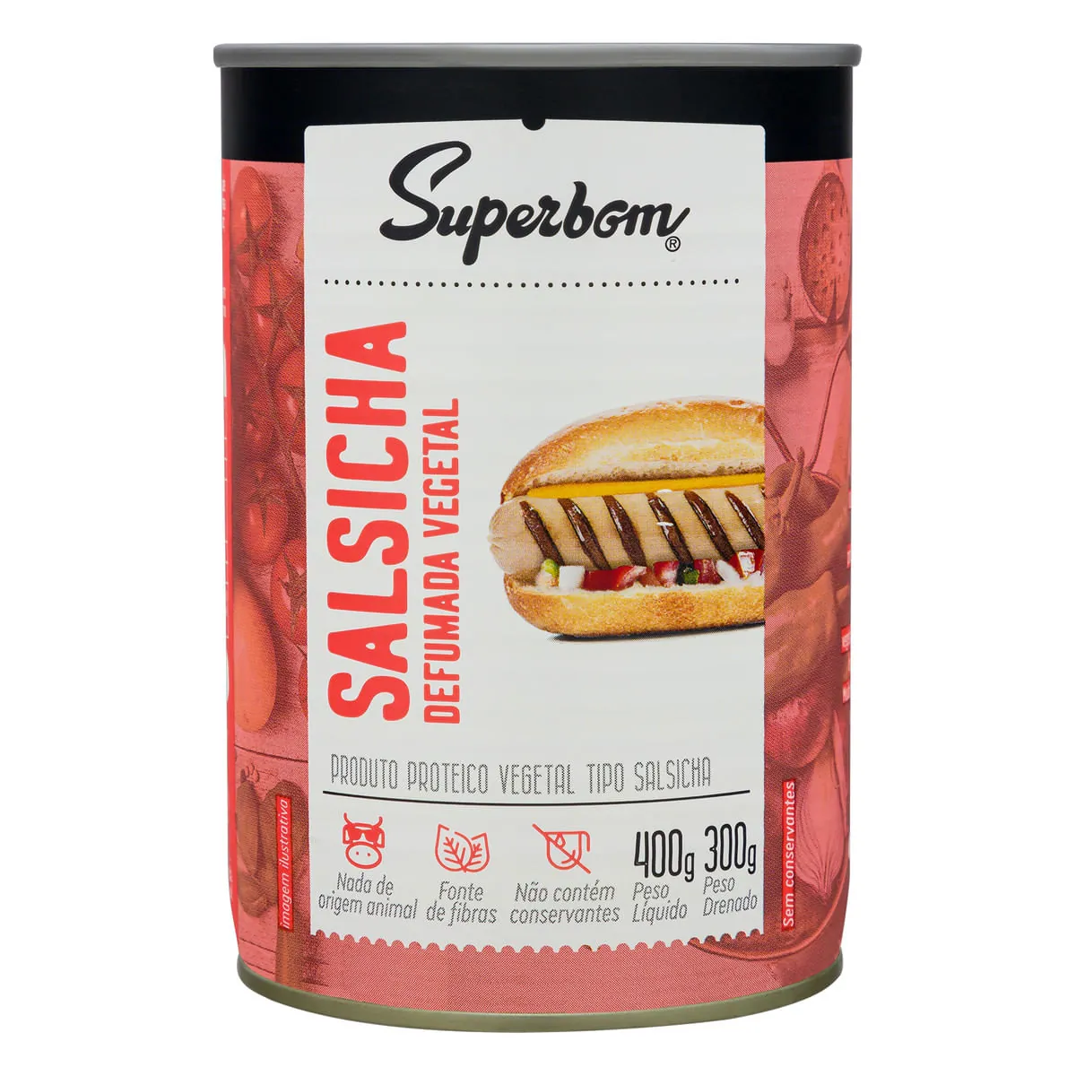Salsicha Vegetal Defumada Superbom Lata 300g