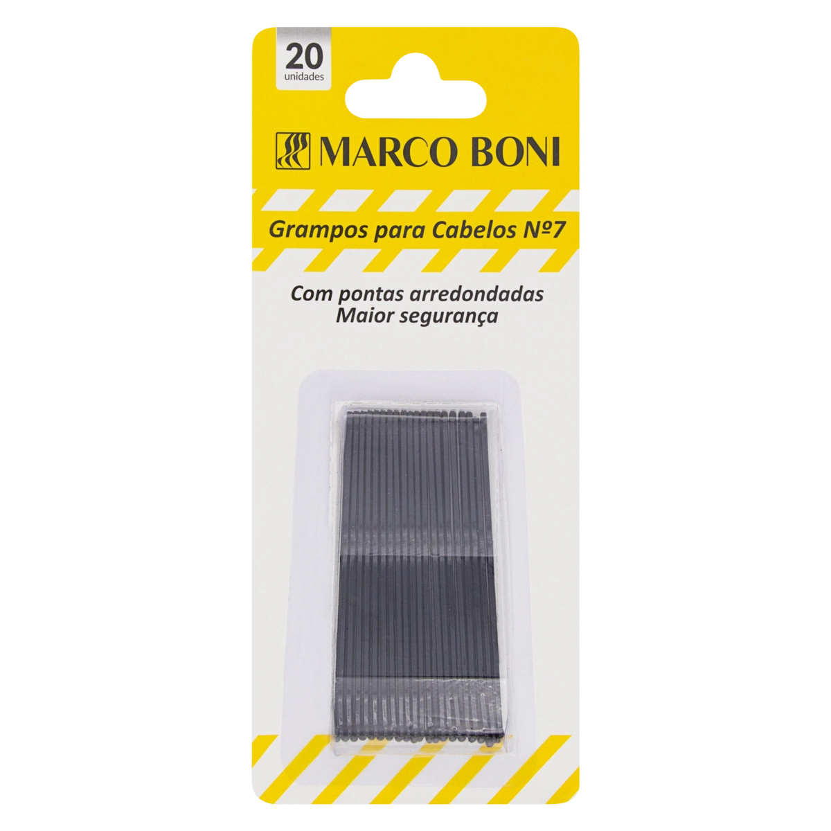 Grampo Para Cabelo Preto Marco Boni N 7 Blister 20 Unidades