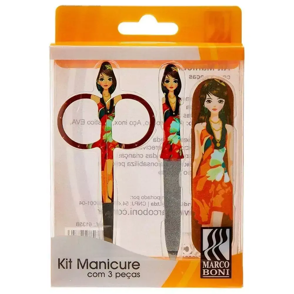Kit Manicure C/ Tesoura, Lixa De Unhas E Lixa Metálica