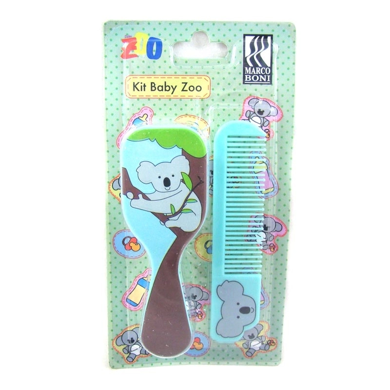 Kit Baby Escova com Cerdas Macia e Pente Zoo Mania Água Viva