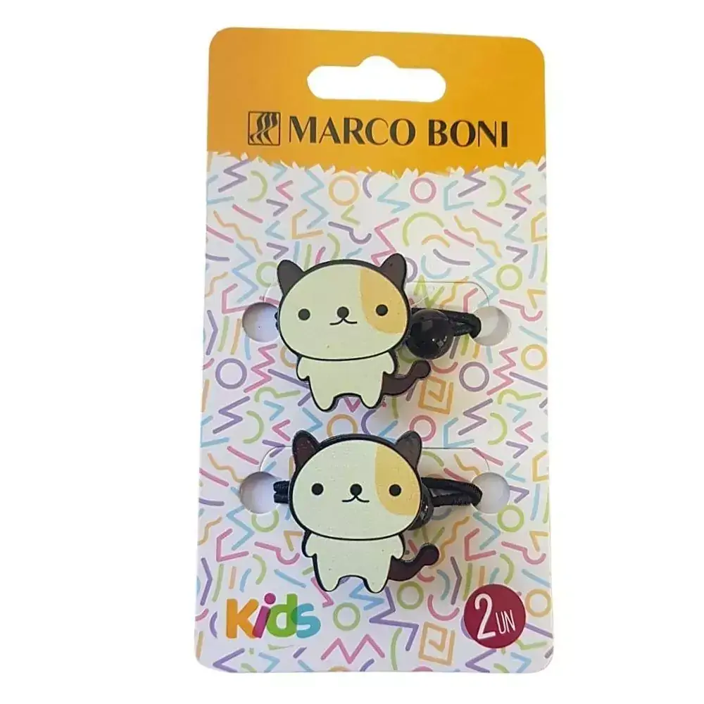 Kit Com 2 Elásticos de Cabelo Infantil Gatinho Marco Boni