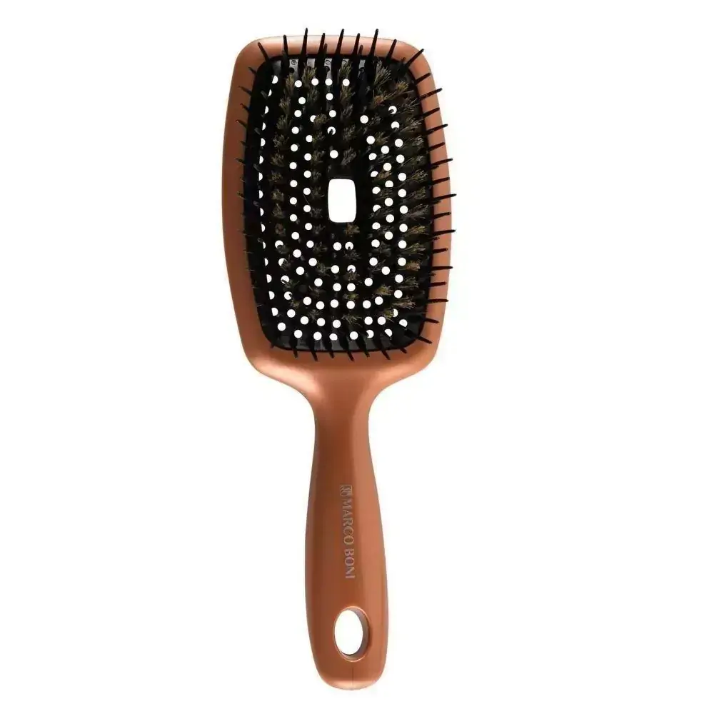 Escova De Cabelo Raquete Bronze Almofada Flexível Marco Boni