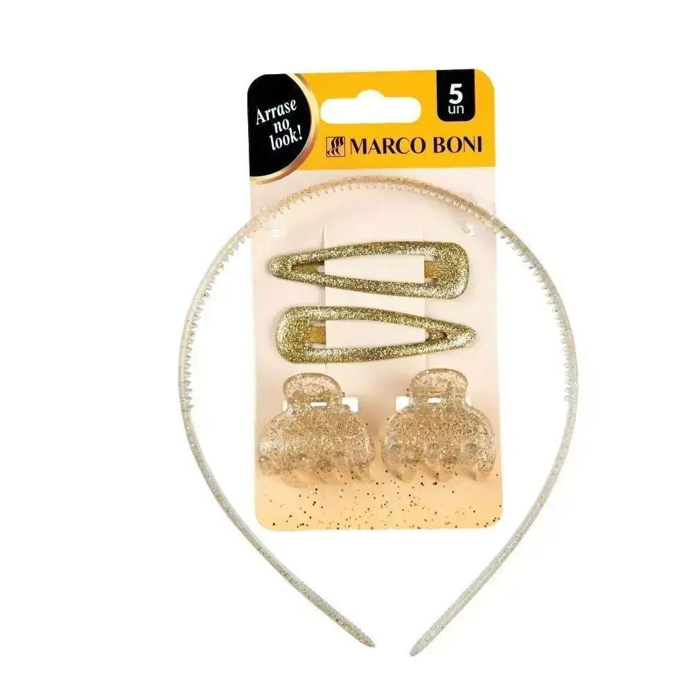 Kit de Cabelo Com 1 Arco, 2 Tic Tacs e 2 Prendedores Gold