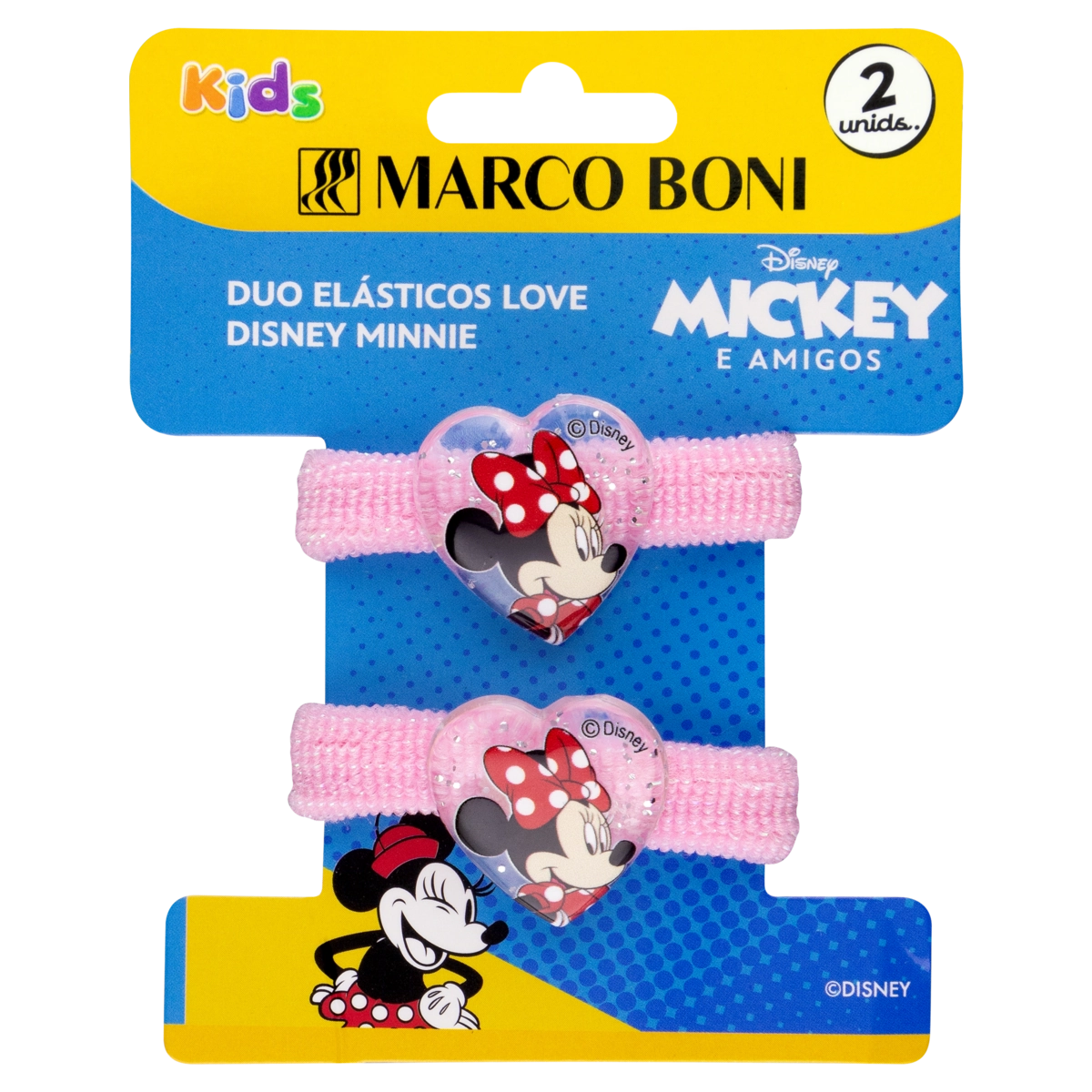 Elástico Para Cabelo Rosa Mickey E Amigos Love Minnie Marco Boni Kids 2 Unidades