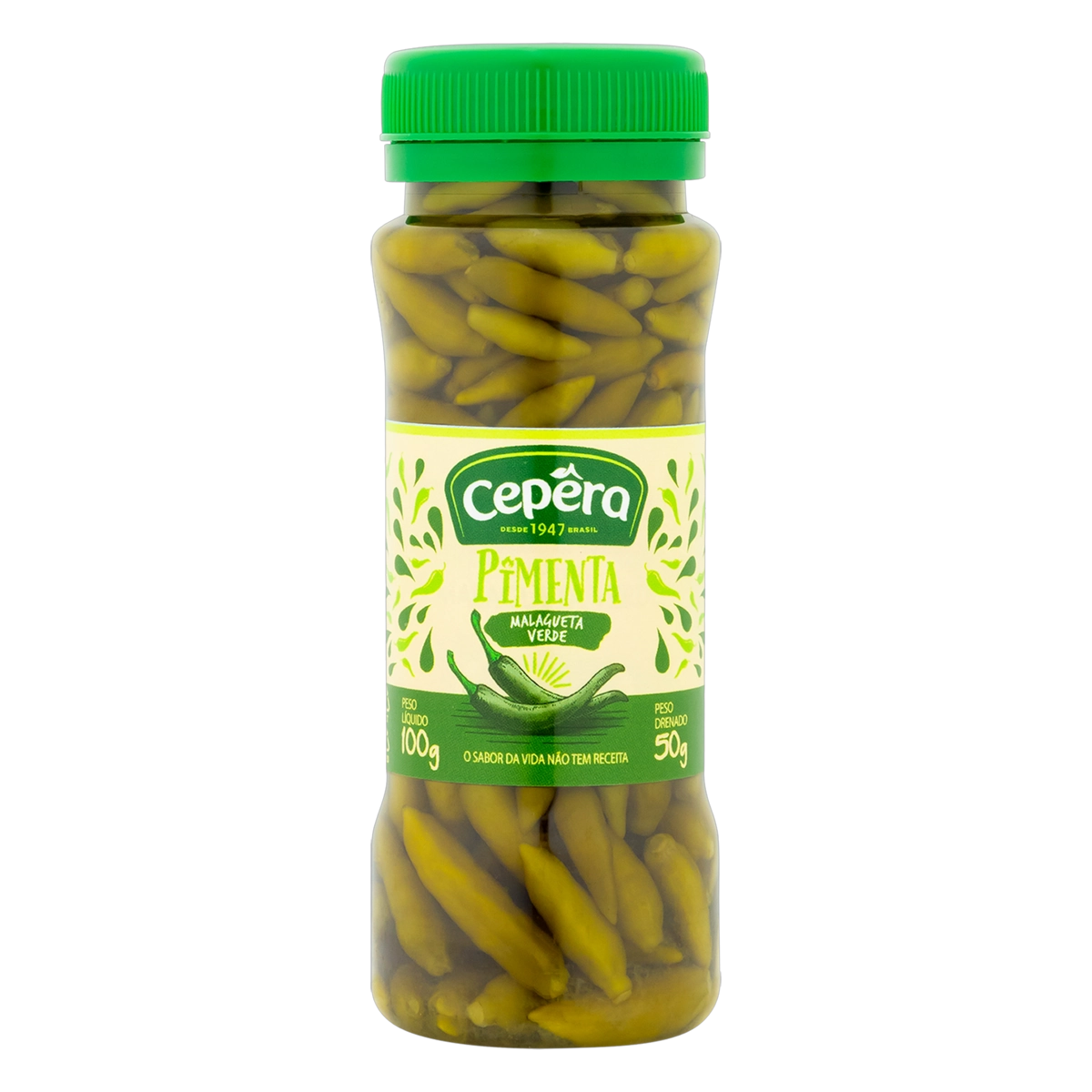 Pimenta Malagueta Verde Em Conserva Cepêra Frasco 50g