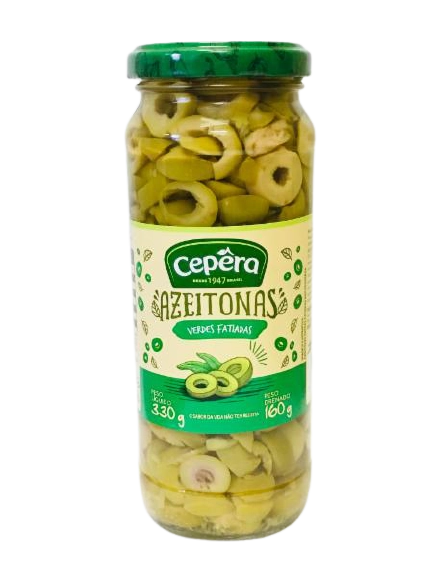 Azeitona Verde Em Conserva Fatiada Cepêra Vidro 160g
