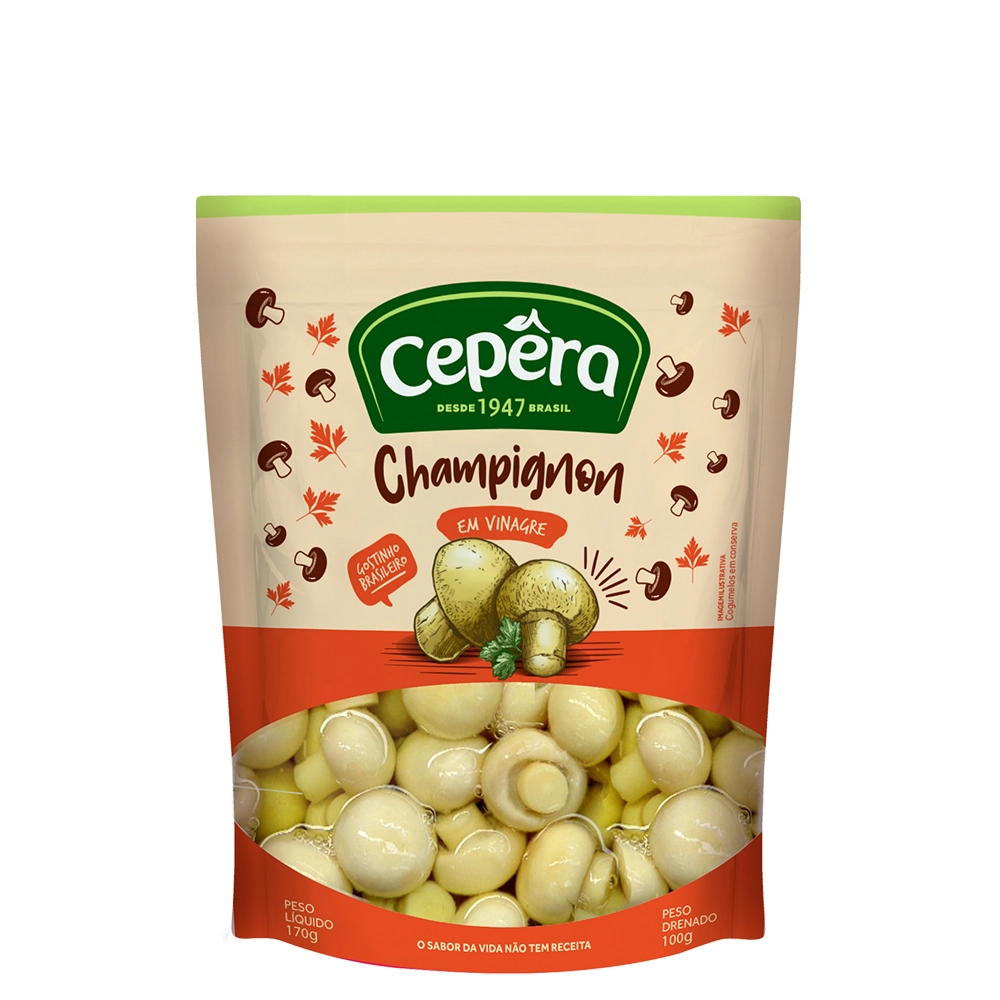 Cogumelo Champignon Em Conserva Inteiro Cepêra Sachê 100g