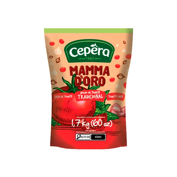 Molho De Tomate Tradicional Cepêra Mamma Doro Sachê 1,7kg