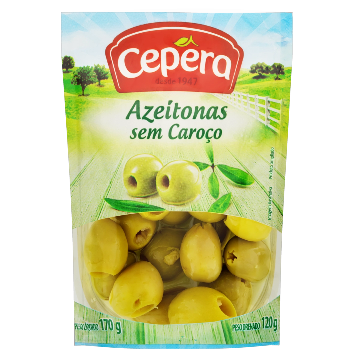 Azeitona Verde Em Conserva Sem Caroço Cepêra Sachê 120g