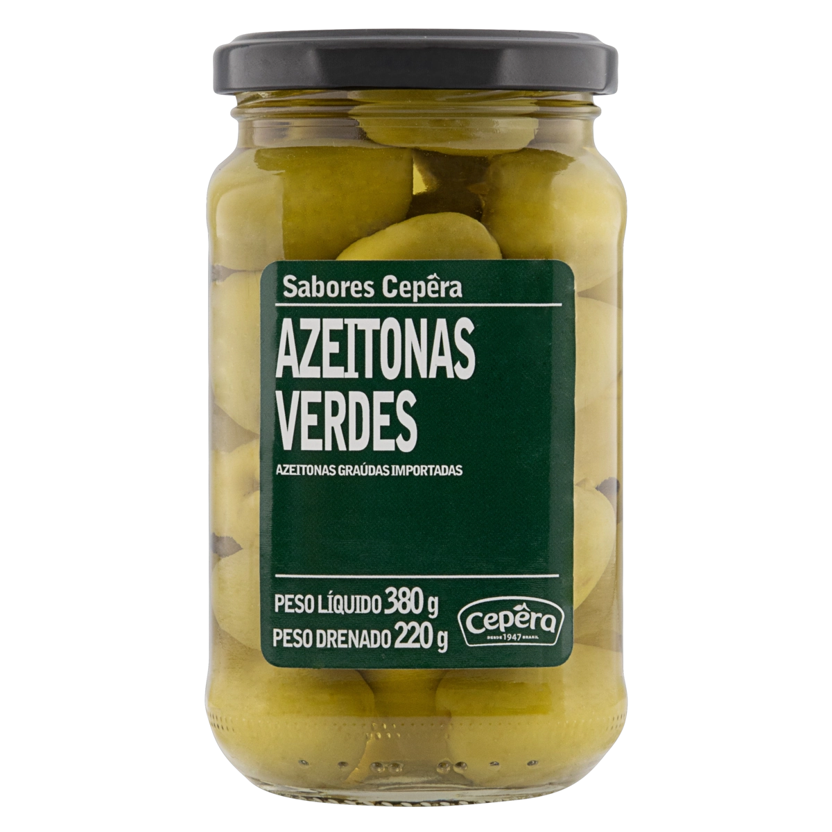 Azeitona Verde Em Conserva Graúda Sabores Cepêra Vidro 220g