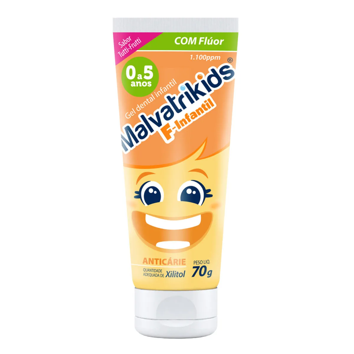 Gel Dental Com Flúor Anticárie Tutti Frutti Malvatrikids Bisnaga 70g
