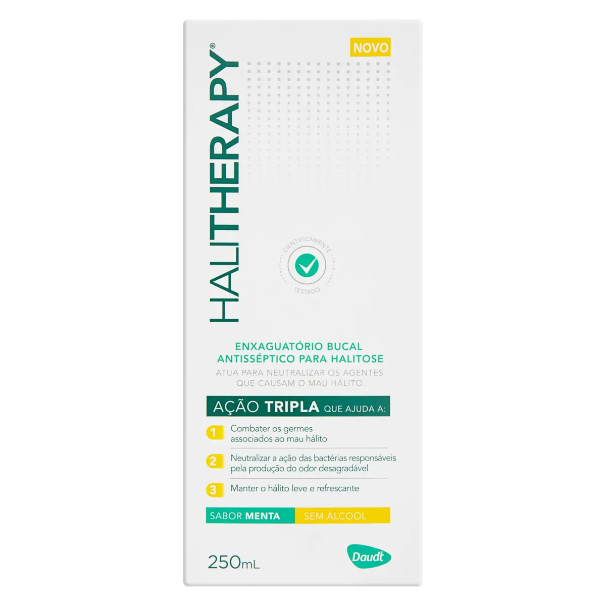 Enxaguante Bucal Antisséptico Zero álcool Menta Halitherapy Caixa 250ml