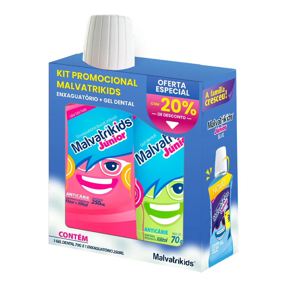 Kit Enxaguante Bucal MalvaTriKids Júnior 250ml + Creme Dental Júnior 70g (descontinuado segundo o fo