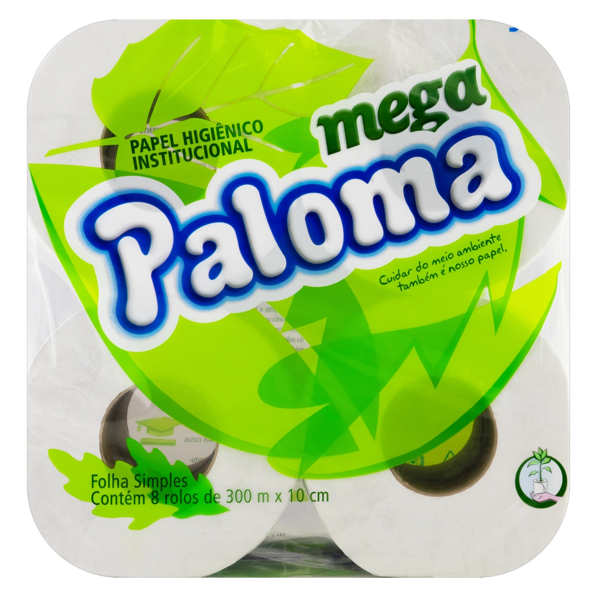 Papel Higiênico Folha Simples Paloma Mega 300m Pacote 8 Unidades