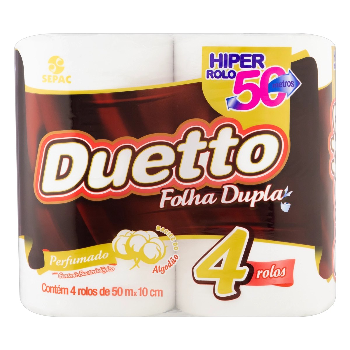 Papel Higiênico Folha Dupla Perfumado Duetto 50m Pacote 4 Unidades