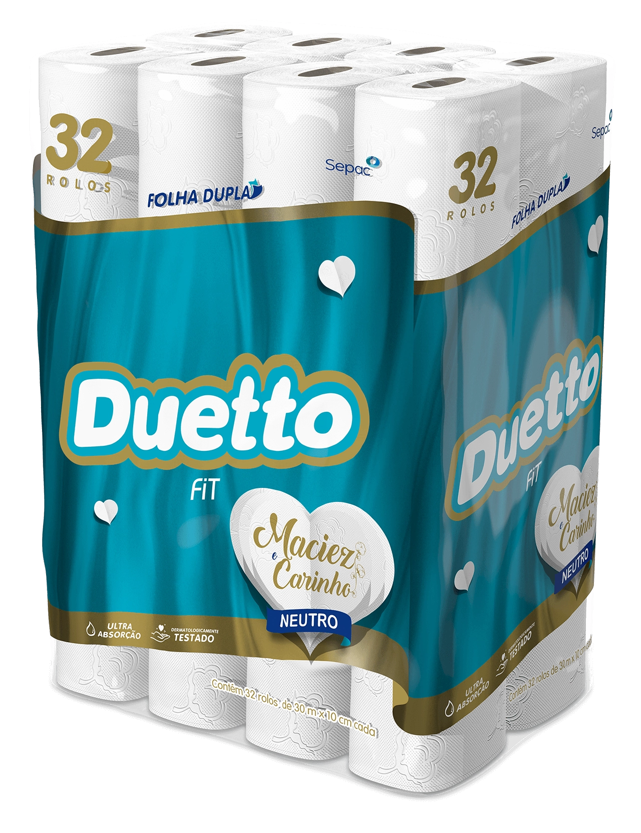 Papel Higiênico Folha Dupla Neutro Duetto Fit 30m Pacote 32 Unidades Leve Mais Pague Menos