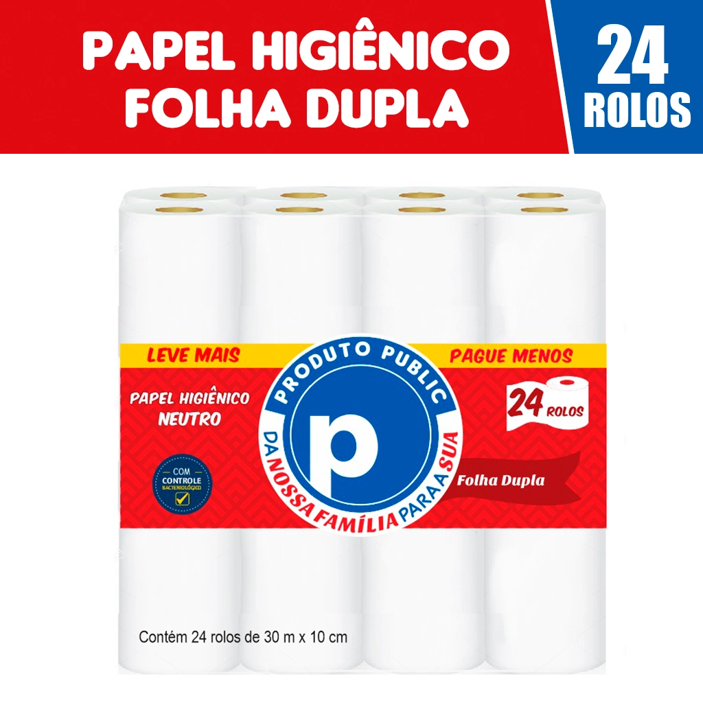 Papel Higienico Folha Dupla 24 Rolos 30m Public