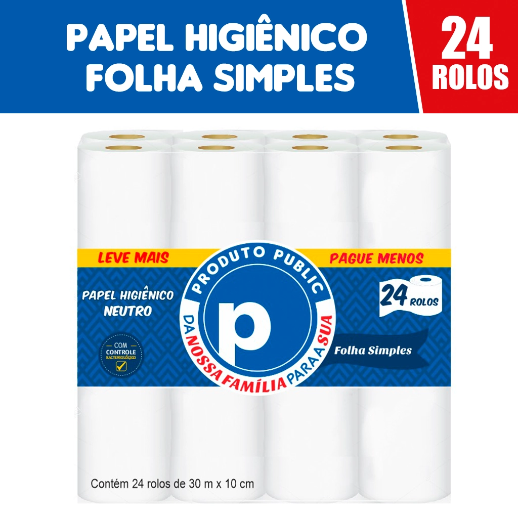Papel Higienico Folha Simples 24 Rolos 30m Public