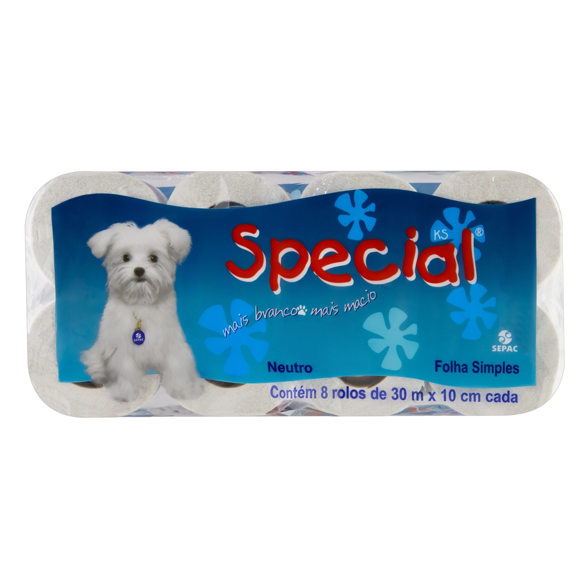 Papel Higiênico Folha Simples Neutro Special 30m Pacote 8 Unidades