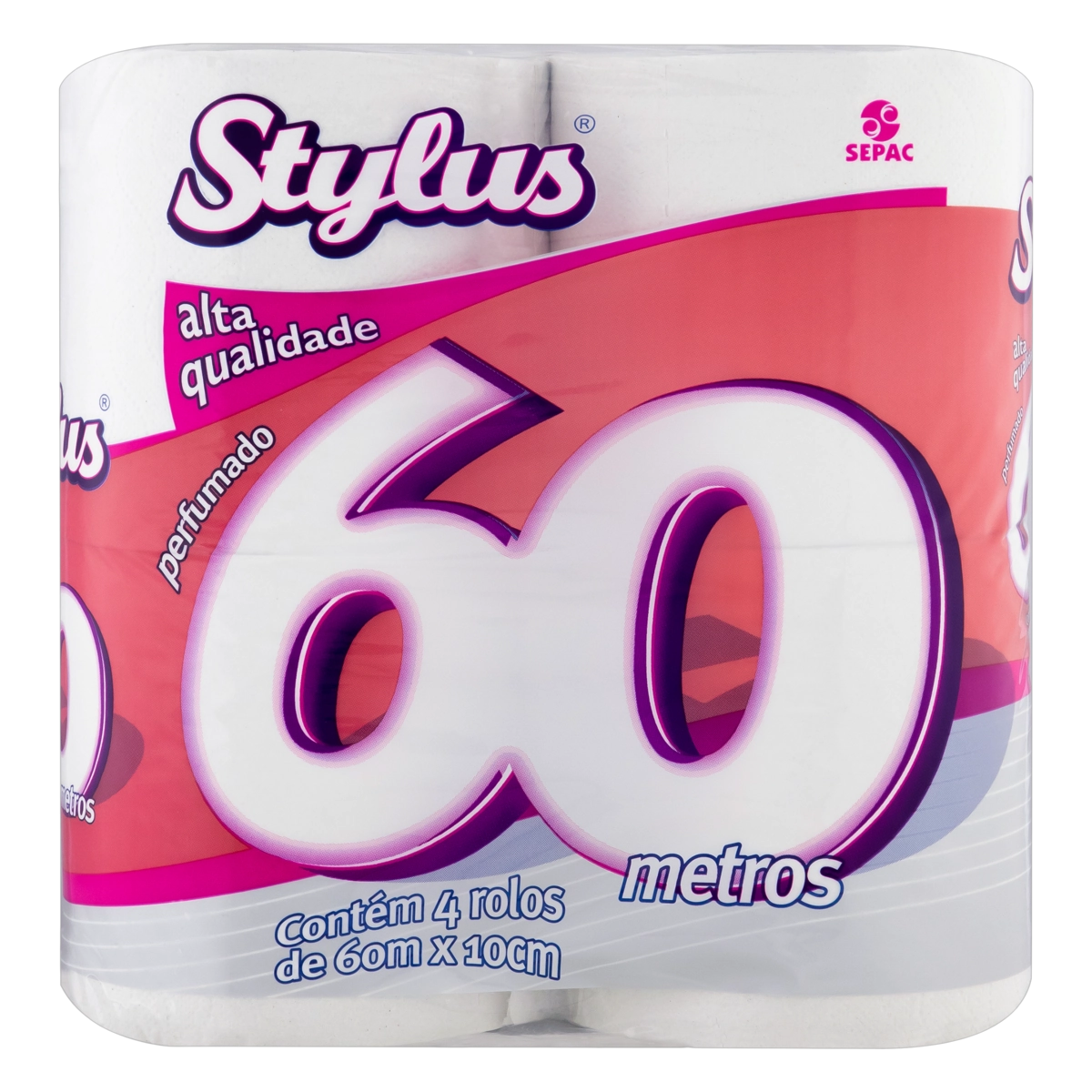 Papel Higiênico Folha Simples Perfumado Stylus 60m Pacote 4 Unidades