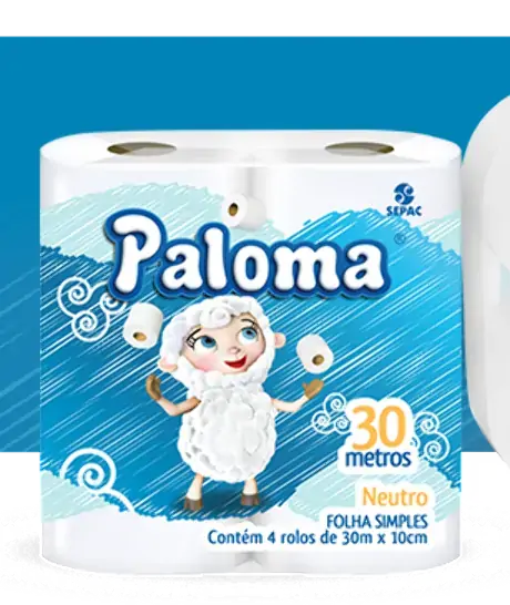 Papel Higiênico Folha Simples Neutro Paloma 30m Pacote 4 Unidades