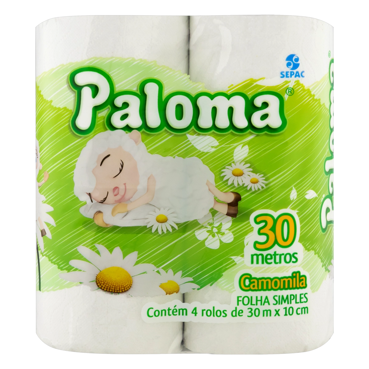 Papel Higiênico Folha Simples Camomila Paloma 30m Pacote 4 Unidades