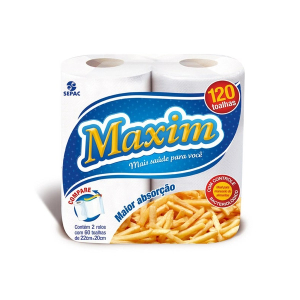 Toalha De Papel Folha Dupla Maxim Pacote 2 Unidades