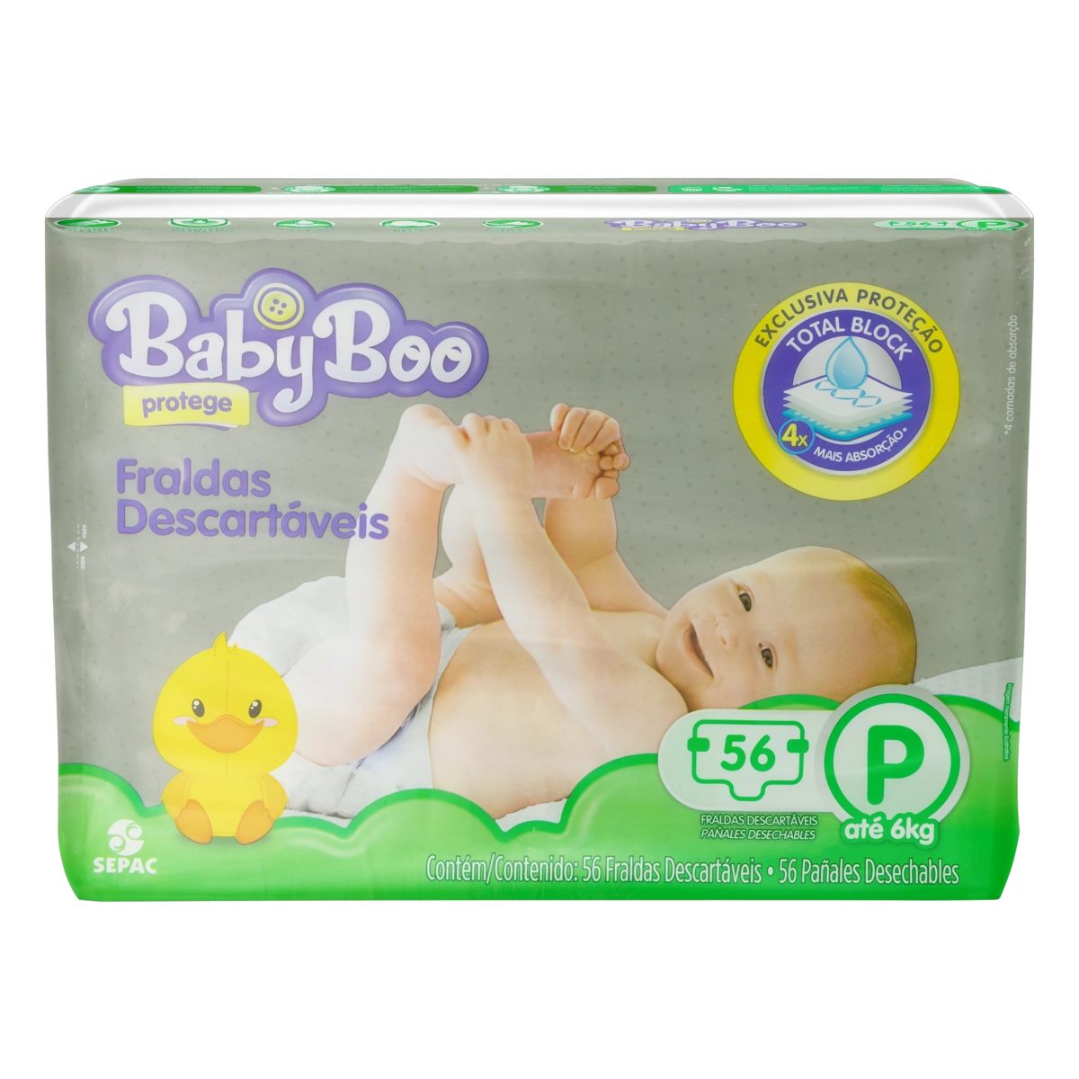 Fralda Descartável Babyboo Protege P Pacote 56 Unidades