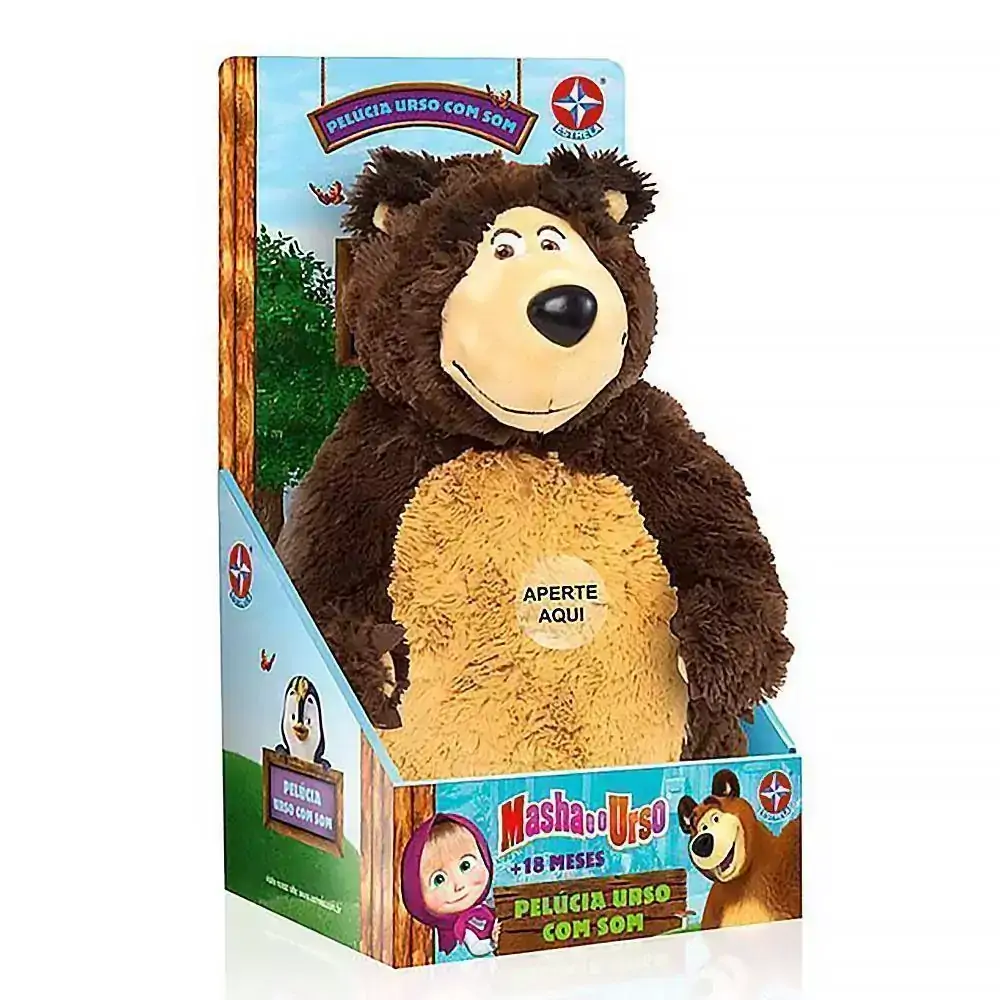 Pelúcia Urso com Som - Masha e o Urso - Estrela