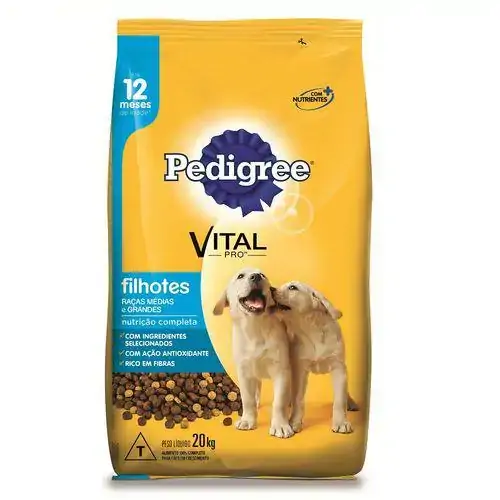 Alimento Para Cães Filhotes 2 A 18 Meses Carne, Frango E Cereais Pedigree Pacote 20kg