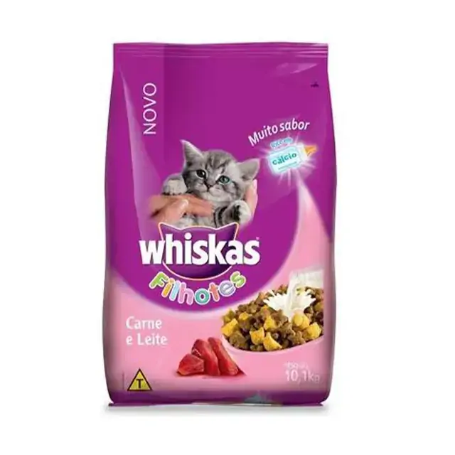 Alimento Para Gatos Filhotes 2 A 12 Meses Carne E Leite Whiskas Pacote 10,1kg