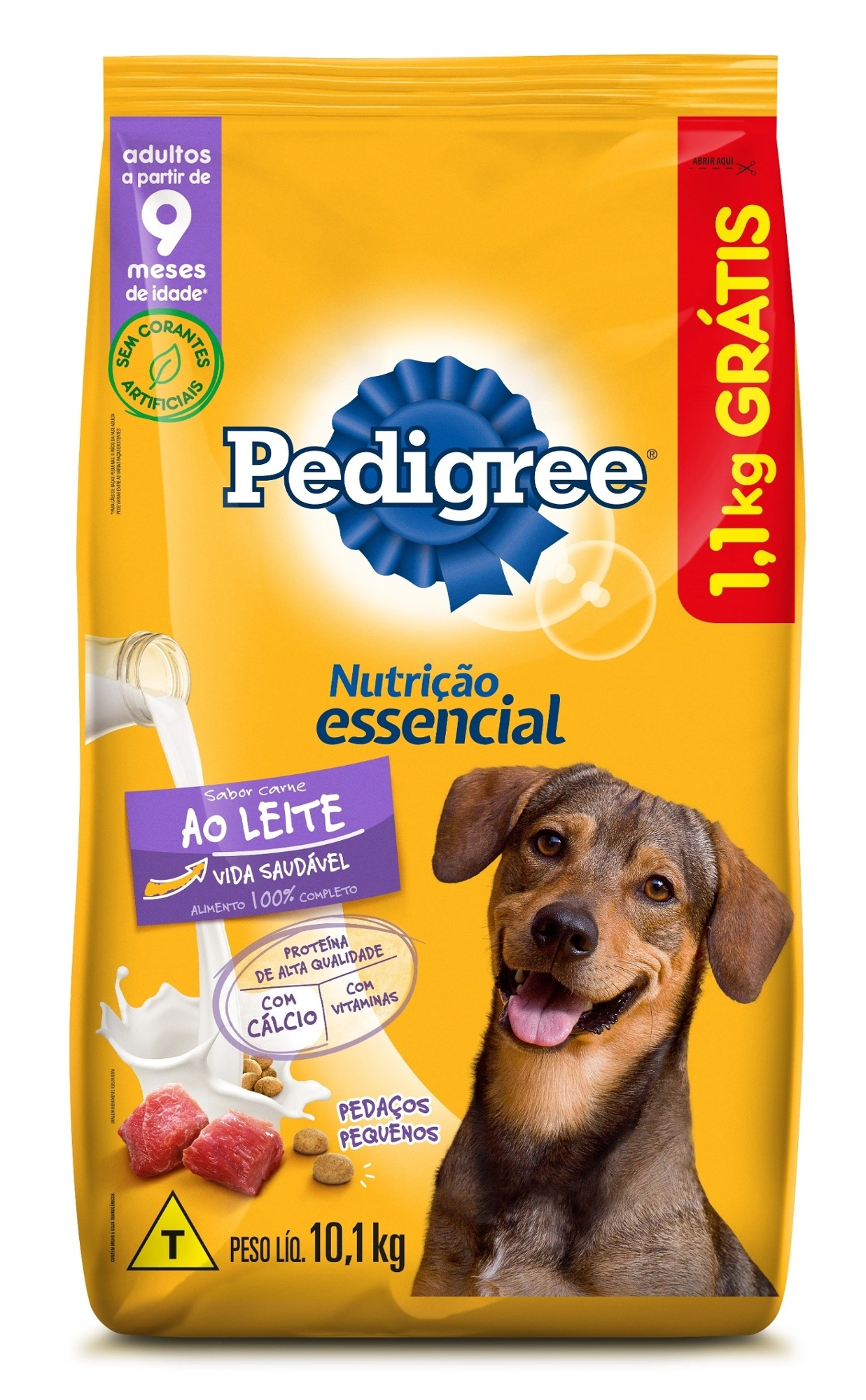 Alimento para Cães Adultos 9+ Carne ao Leite Pedigree Nutrição Essencial Pacote 10,1kg Grátis 1,1kg