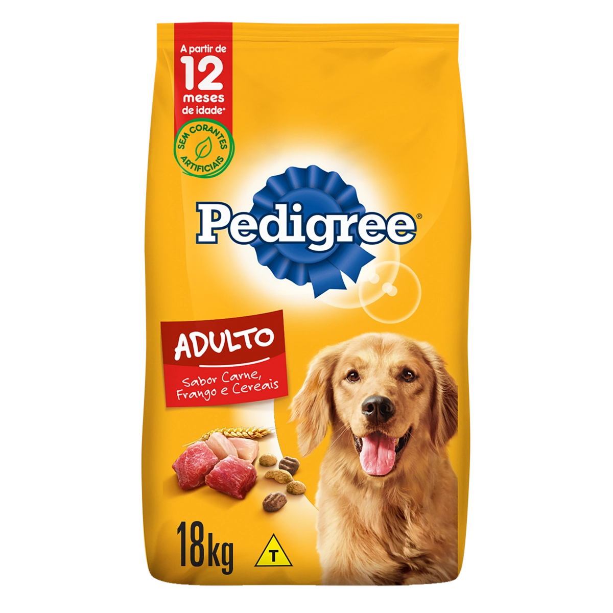 Ração Pedigree Carne Frango e Cereais Para Cães Adultos Raças Médias e Grandes 18 kg