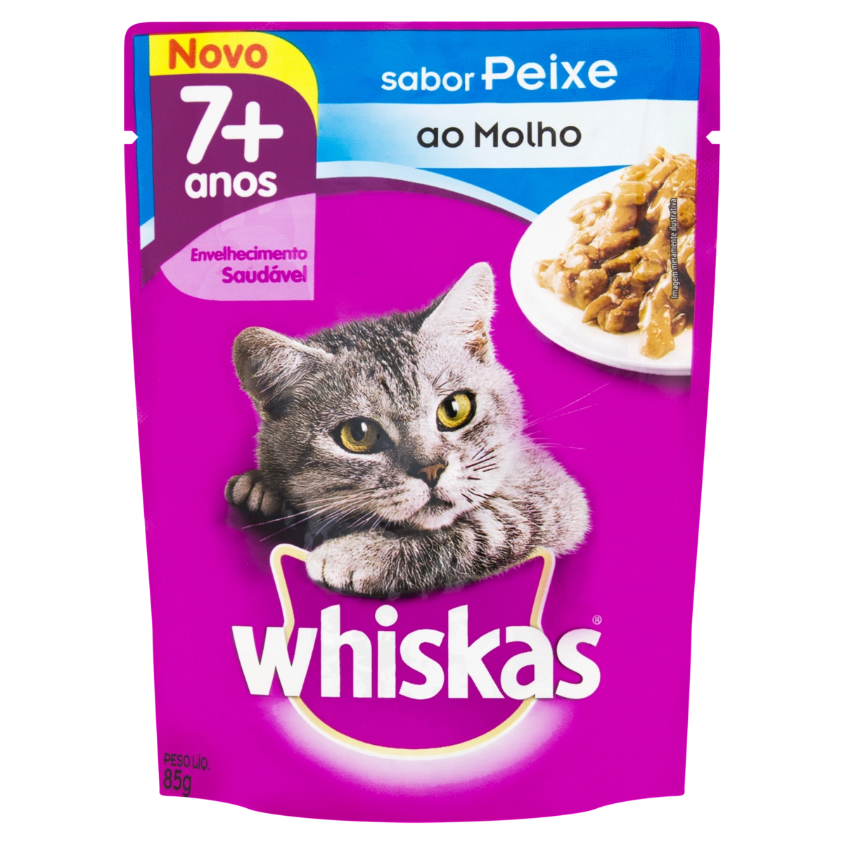 Alimento Para Gatos Adultos 7 Peixe Ao Molho Whiskas Sachê 85g